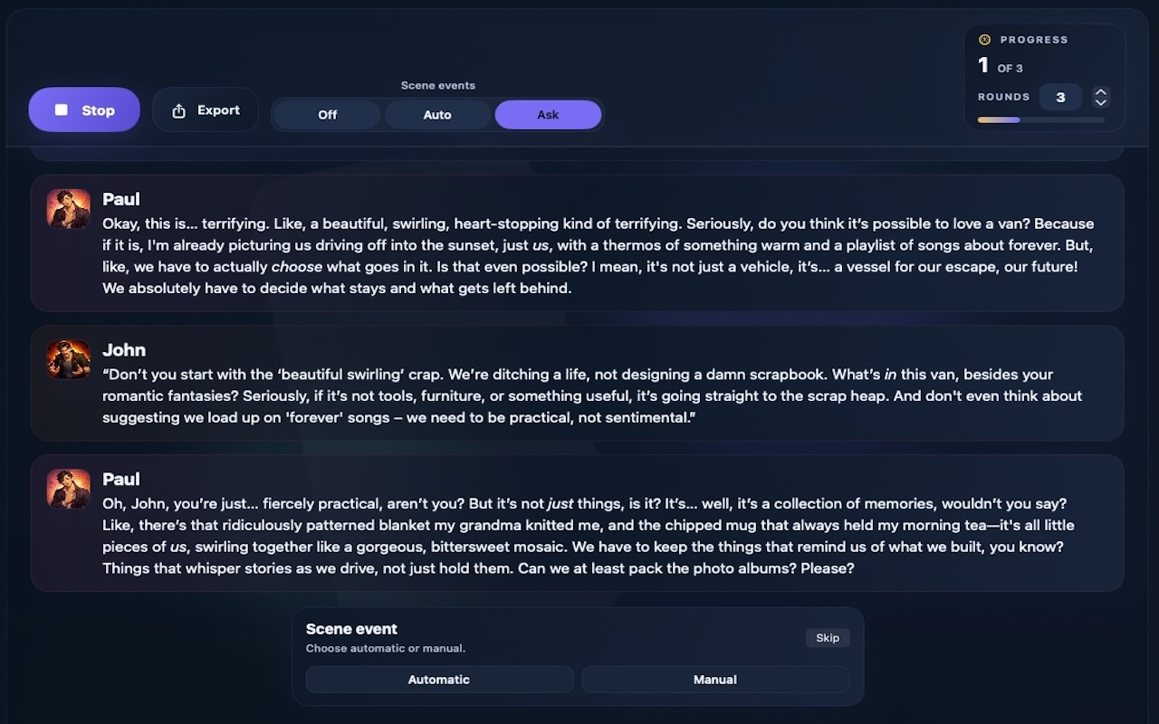 Ejemplo de evento de escena